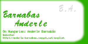 barnabas anderle business card
